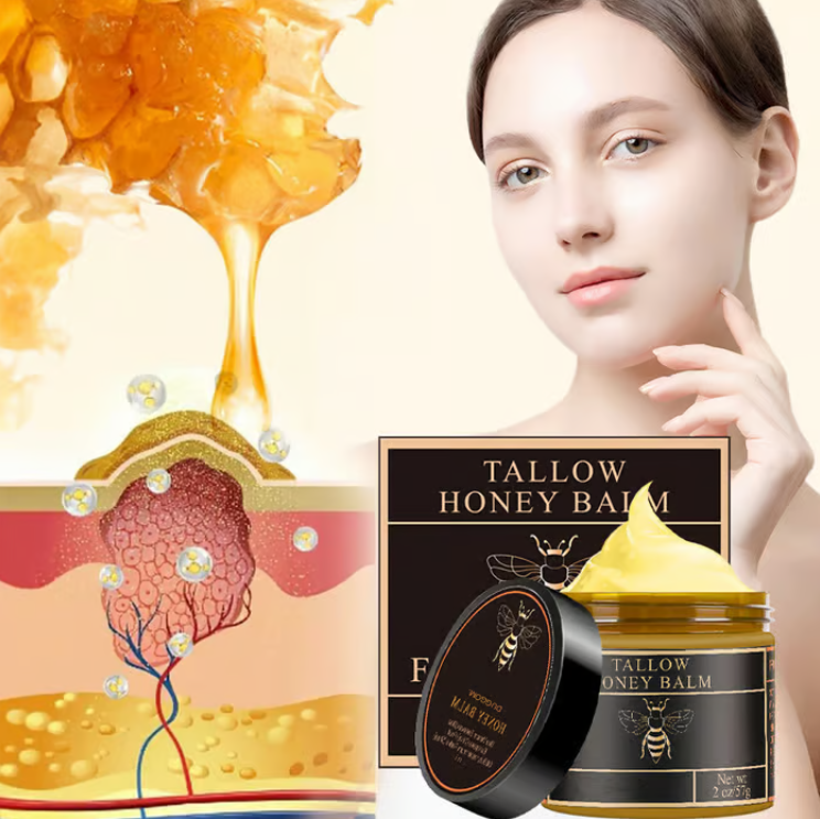 Organic Grass-Fed Beef Tallow Balm with Raw Honey