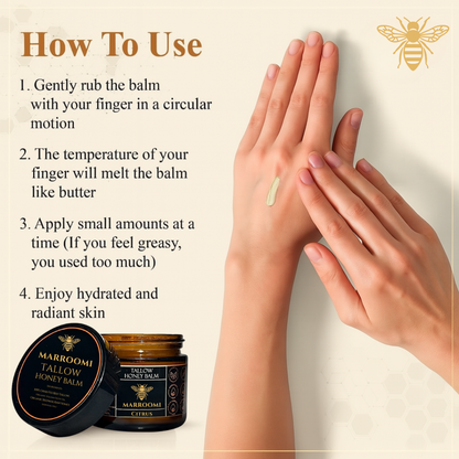 Organic Grass-Fed Beef Tallow Balm with Raw Honey