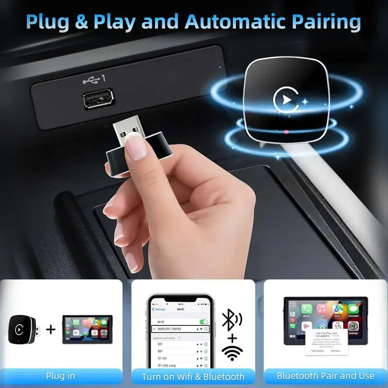 2025 Wireless CarPlay Adapter for iPhone & Android – Fast, No-Lag, Hands-Free