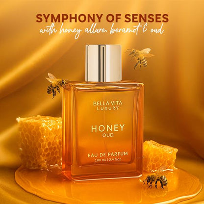 Bella Vita Luxury's Honey Oud | Eau de Parfum 100ml (3.4 fl oz) | Patchouli, Vanilla, Bergamot | Floral & Spicy | Made with Clean & Vegan Essentials Oils | Cruelty Free Fragrance Perfume