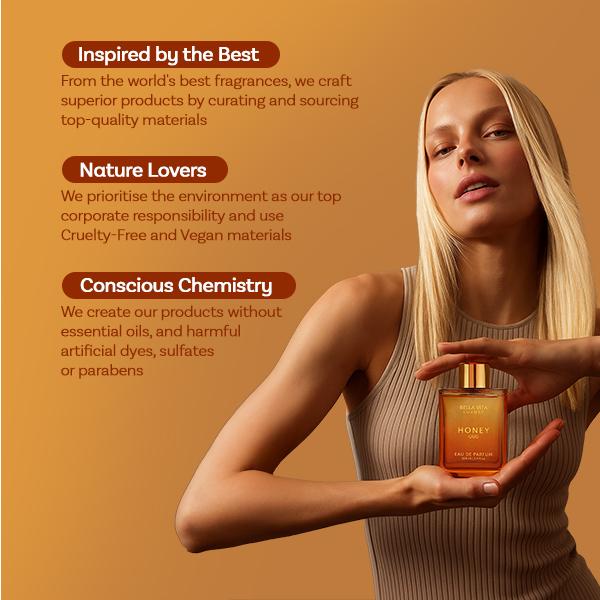 Bella Vita Luxury's Honey Oud | Eau de Parfum 100ml (3.4 fl oz) | Patchouli, Vanilla, Bergamot | Floral & Spicy | Made with Clean & Vegan Essentials Oils | Cruelty Free Fragrance Perfume